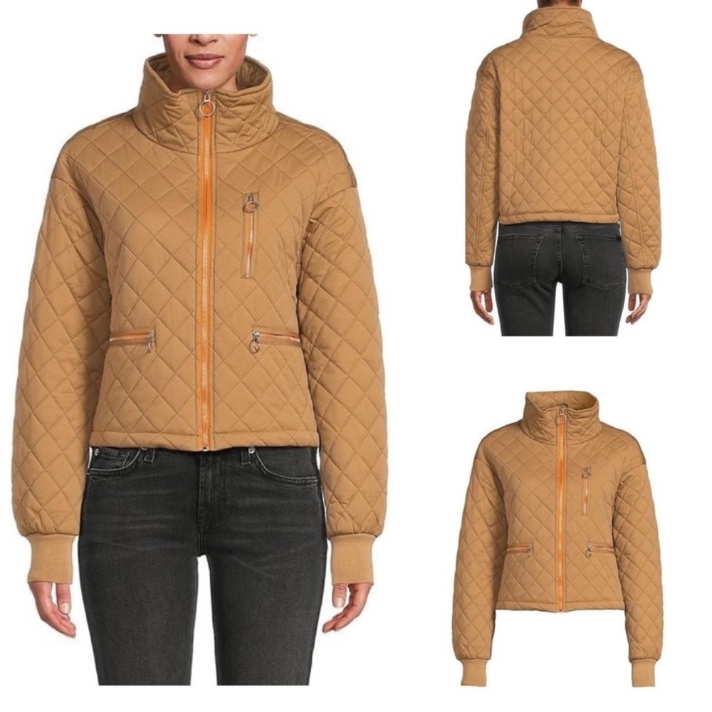 Anthropologie Avec Les Filles Tan & Orange Cropped Quilted Jacket S - Picture 5 of 11